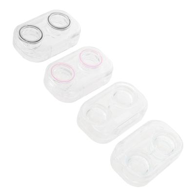 Healvian 4pcs Small Cosmetic Lens Box Contacts Lens Organizer Pad Ring for Travel Random Style