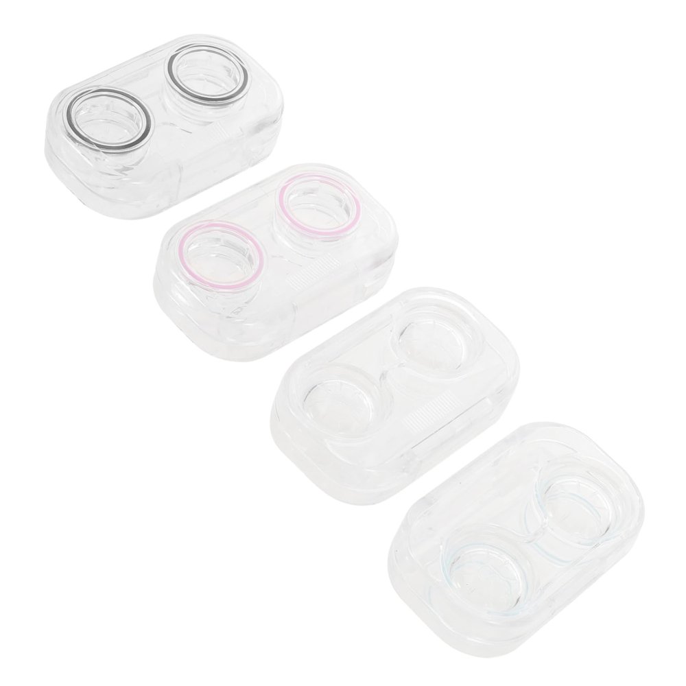 Healvian 4pcs Small Cosmetic Lens Box Contacts Lens Organizer Pad Ring for Travel Random Style
