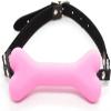 Mouth Gag Ball Silicone Leather Dog Bones Gag Mouth Adjustable Strap Toys Mouth Ball Gagger for Mouth Portable for Women (Pink) view 1