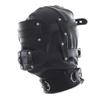 All inclusive Black Leather Head Hood Cosplay Hood Masks Adjustable Halloween Soft Face Masks view 2
