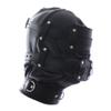 All inclusive Black Leather Head Hood Cosplay Hood Masks Adjustable Halloween Soft Face Masks view 3