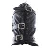 All inclusive Black Leather Head Hood Cosplay Hood Masks Adjustable Halloween Soft Face Masks view 4