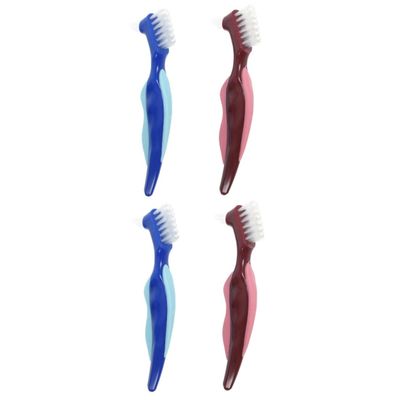 Healvian 4pcs Cleaning Brush Double-Sided Toothbrush Brush Toothbrush Blue Portable