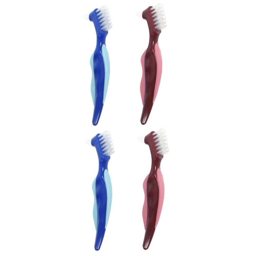 Healvian 4pcs Cleaning Brush Double-Sided Toothbrush Brush Toothbrush Blue Portable