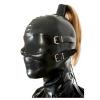 Latex Hood with Eye Patch and Braids, Sex Face Mask with Zipper and Plait, for BDSM, Party, Cosplay, Holiday (X-Large) view 2