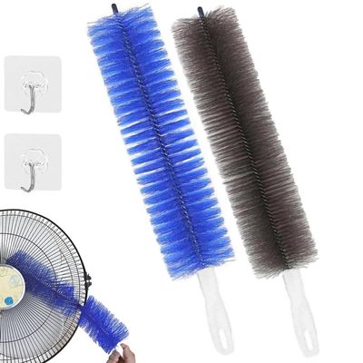 2Pcs Flexible Fan Dusting Brush(Non-Disassembly Cleaning),Bendable Multi Purpose Crevice Brush,Microfiber Dust Collector,Reusable Dust Remover for Fan Blind (Blue+Grey)