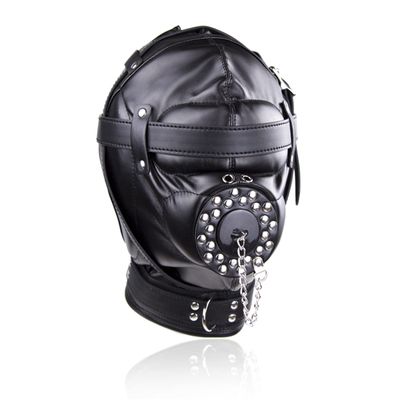 All Inclusive Leather Masks Blindfold Mouth Masks Cosplay Costume Accessory Lacing Head Hood
