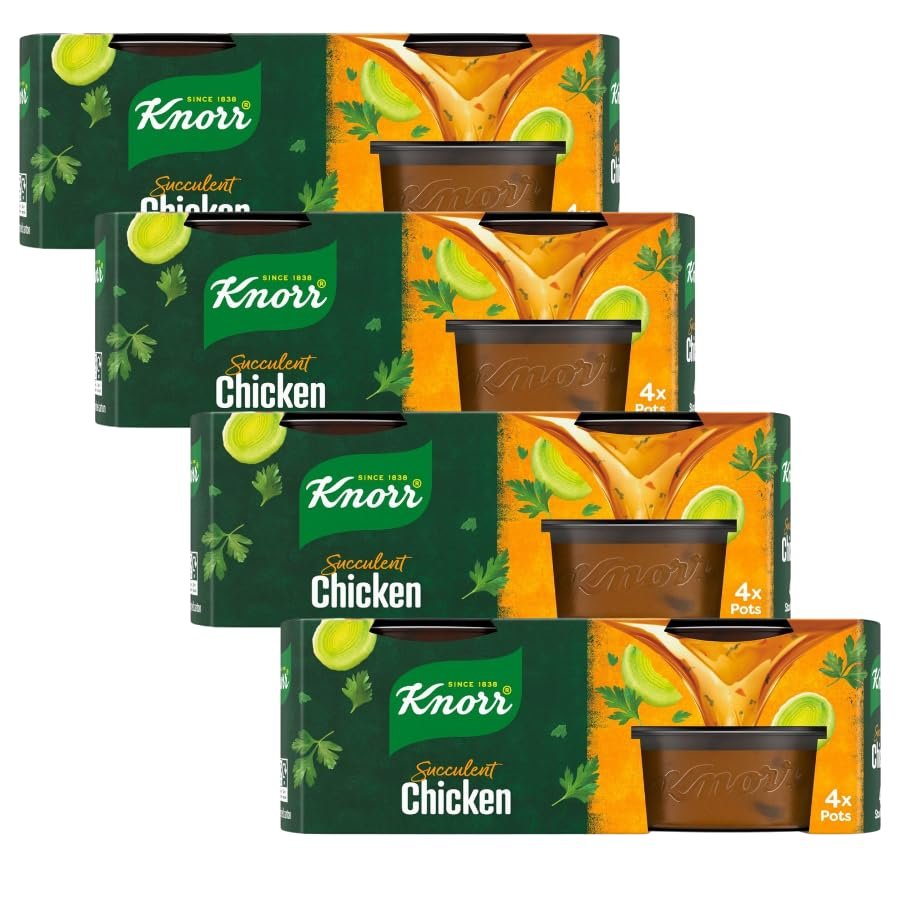 Stock Cubes & Pots Bundle with Knorr Chicken Stock Pot (4x28g) - 4 Pack | Concentrated Chicken Stock.