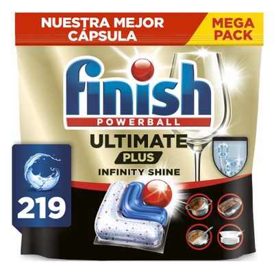 Finish Ultimate Plus Infinity Shine Dishwasher Tablets Intensive Cleaning Diamond Shine + Tableware Protection 219 Tablets