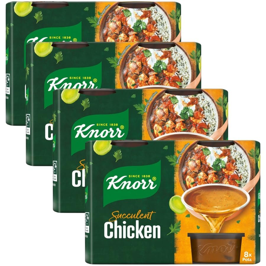 Stock Cubes & Pots Bundle with Knorr Chicken Stock Pot (8x28g) - 4 Pack | Concentrated Chicken Stock, No Artificial Colors.