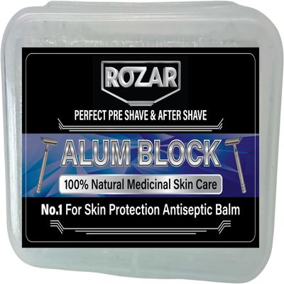 Natural Alum Block in Plastic Case (100 g./3.5 oz.) Aftershave Stops Minor Nicks & Cuts After Shaving - Antiseptic Astringent Soothing Solution for Shaving Razor Burn Relief