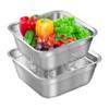Dish Tub for Kitchen Sink Large Capacity Stainless Steel Vegetable Wash Basin with Rolled & Wide Edge Stackable Washing Basket for Fruit Vegetable Kitchen Accessories, with Drain Hole view 1