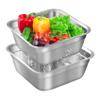 Dish Tub for Kitchen Sink Large Capacity Stainless Steel Vegetable Wash Basin with Rolled & Wide Edge Stackable Washing Basket for Fruit Vegetable Kitchen Accessories, No Drain Hole view 1