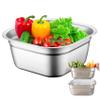 Dish Tub for Kitchen Sink Large Capacity Stainless Steel Vegetable Wash Basin with Rolled & Wide Edge Stackable Washing Basket for Fruit Vegetable Kitchen Accessories, No Drain Hole view 2