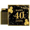 40PCS 40th birthday napkins Black and Gold 40th birthday decorations Disposable Napkins Paper Cocktail Napkins for 40th Anniversary Birthday Wedding Retirement Party Supplies Decorations view 1