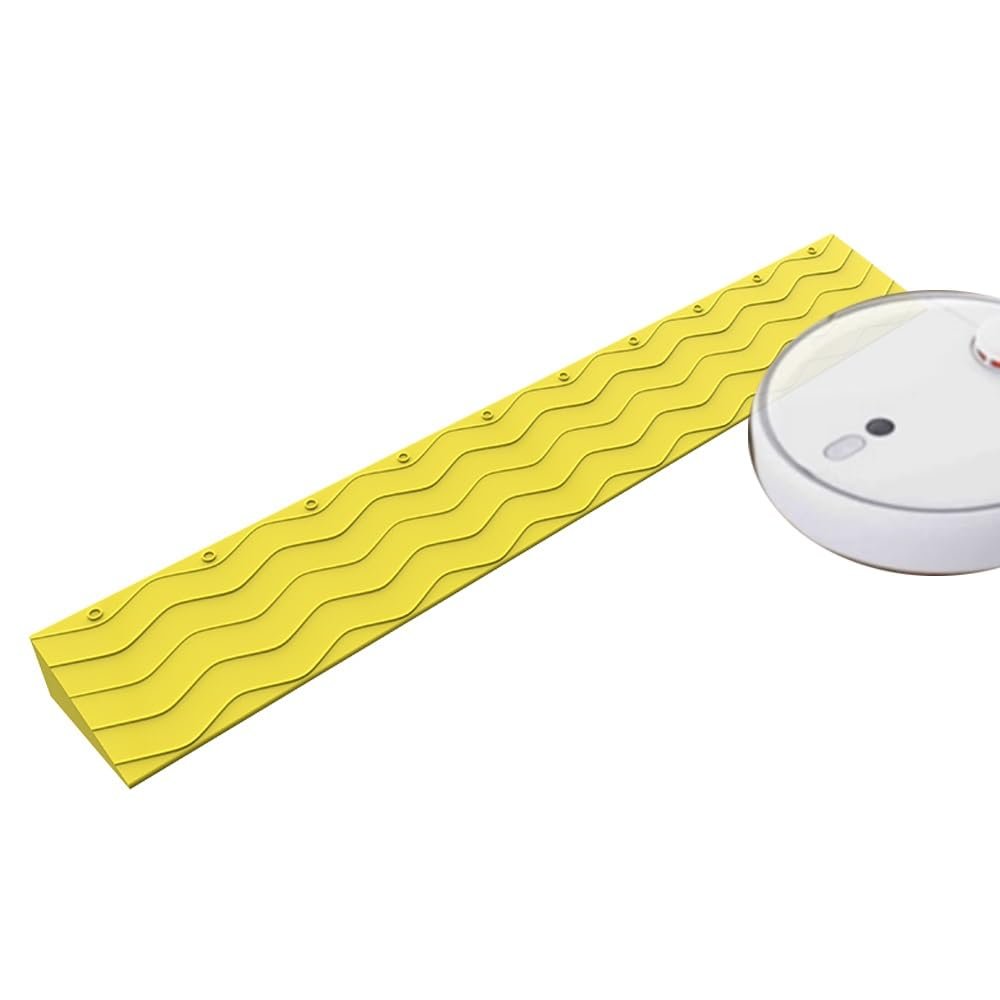IMUNKT Bathroom Threshold Ramp 2/5''~4'' Rise Wheelchair Ramp For Doorway/Porch, Portable Sweeping Robot Ramp, Rubber Threshold Transition Strip(Yellow,100x18x8cm)