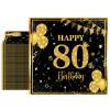40PCS 80th Birthday Napkins Black and Gold Disposable Paper Napkins 80th Birthday Decorations for Men Women for Dinner Anniversary Wedding Party Supplies view 1