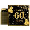 40PCS 60th Birthday Decorations Black and Gold 60th Birthday Napkins Disposable Paper Napkins 60 th Birthday Decorations for Men Woman 60th Anniversary Wedding Retirement Party Supplies view 1