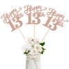 12 Pack Happy 13th Birthday Party Decorations, Glitter Happy 13th Birthday Centerpiece Sticks for Table, 13 Fabulous Table Toppers for 13th Birthday Anniversary Party Table Decorations Rose Gold view 1