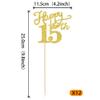 12 Pack Happy 15th Birthday Centerpiece Sticks, Double Sided Gold Glitter 15th Birthday Party Decorations, 15 Fabulous Table Toppers for 15th Birthday Anniversary Party Table Decorations view 2