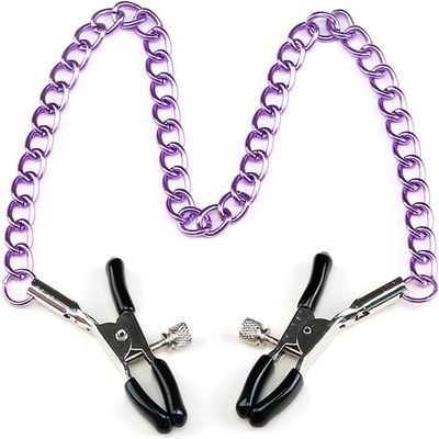 Adjustable Metal Nipple Clamps Necklace Entertainment Chain Clip for Women/Man Non-Piercing Nipplerings Clip On Nipple Rings Decorative Clip for Clothing Accessories Purple Chain