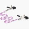 Adjustable Metal Nipple Clamps Necklace Entertainment Chain Clip for Women/Man Non-Piercing Nipplerings Clip On Nipple Rings Decorative Clip for Clothing Accessories Purple Chain view 3