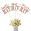12 Pack 100th Birthday Party Decorations, Glitter Happy 100th Anniversary Birthday Centerpiece Sticks for Table, 100 Fabulous Table Toppers for 100th Anniversary Party Table Decorations Rose Gold view 1