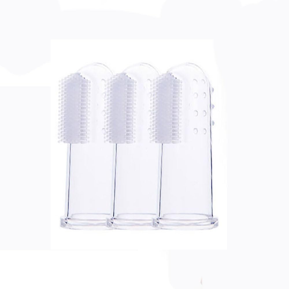 3 Pieces Finger Toothbrush, Soft Silicone Baby Finger Toothbrush with Storage Box, Tooth Cleaner Oral Massager for Infant &Toddlers