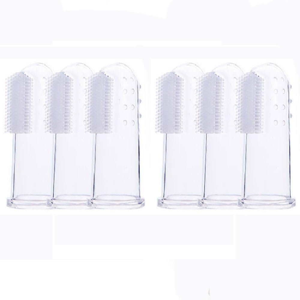 6 Pieces Finger Toothbrush, Soft Silicone Baby Finger Toothbrush with Storage Box, Tooth Cleaner Oral Massager for Infant &Toddlers