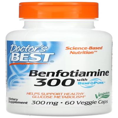 Doctor's Best - Benfotiamine with BenfoPure | High-dose Vitamin B1 to Support The Nervous System - 300mg - 60 vcaps