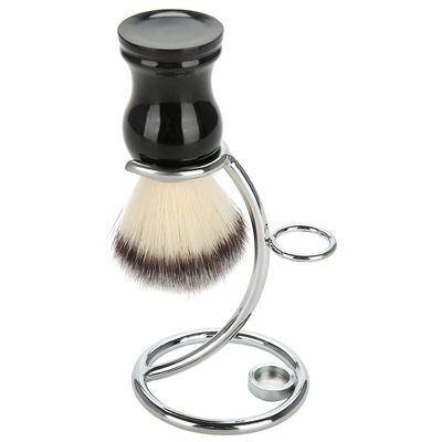 WPKD BLUEIY Shaving Brush Stand,Stainless Steel 2 in 1 Curved Shaving Brush Holder,for Men's Bathroom Countertops(Silver,7x10.5cm)
