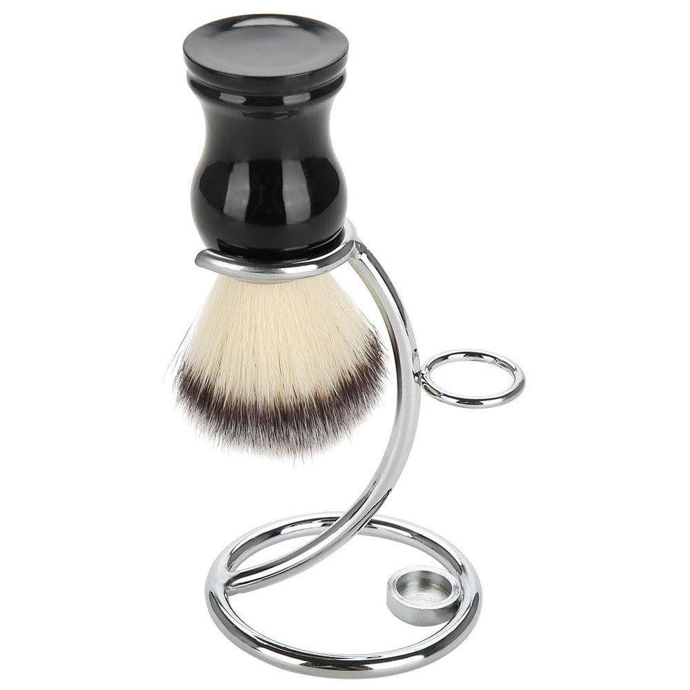 WPKD BLUEIY Shaving Brush Stand,Stainless Steel 2 in 1 Curved Shaving Brush Holder,for Men's Bathroom Countertops(Silver,7x10.5cm)