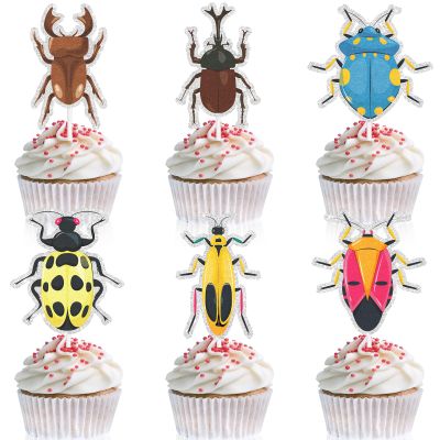 18 Pcs Insect Themed Kids Happy Birthday Beetle, Bug Cupcake Toppers Set - Insect Themed Party, Baby Shower Party, Birthday Party Decorations for Boys and Girls - LIANGSS (2)