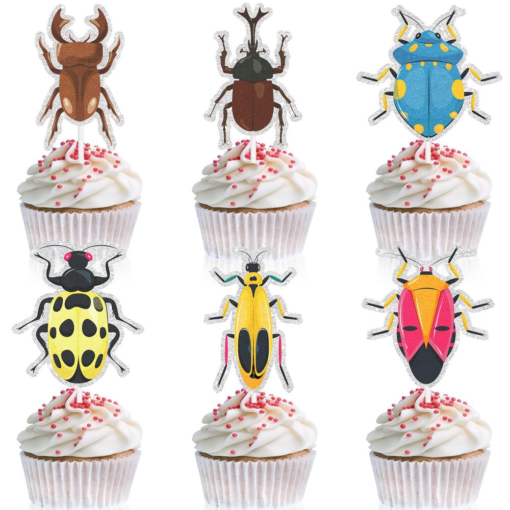 18 Pcs Insect Themed Kids Happy Birthday Beetle, Bug Cupcake Toppers Set - Insect Themed Party, Baby Shower Party, Birthday Party Decorations for Boys and Girls - LIANGSS (2)