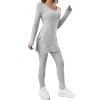 WILLBEST ribbed knit pajamas womens sweater vest jogger pajama set and sweatpants tracksuit tie front pockets denim button down shirt womens sweatsuits 2 piece set 2 piece skirt sexy black view 1