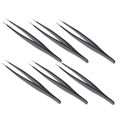 Gogogmee 6pcs Eyelash Tweezers Stainless Steel Makeup Tool for False Eyelashes Extension Pointy Tip Eyebrow Plucker