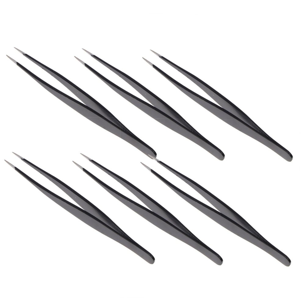 Gogogmee 6pcs Eyelash Tweezers Stainless Steel Makeup Tool for False Eyelashes Extension Pointy Tip Eyebrow Plucker