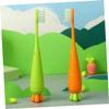 Beatifufu Ergonomic Kids Manual Toothbrush 4pcs Extra Soft Bristles Carrot and Radish Design Childrens Teeth Brush Set for Daily Oral Care view 2