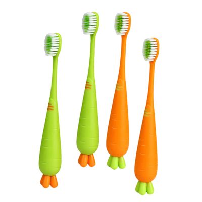 MERRYHAPY 4pcs Cartoon Toothbrush Boys and Girls Soft Bristle Carrot Design Toothbrush for Boy Girl Teething