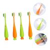 WOONEKY Kids Toothbrushes 4pcs Soft Bristle Carrot and Green Radish Design Manual Tooth Brushes for Toddlers Childrens Oral Care Set view 2