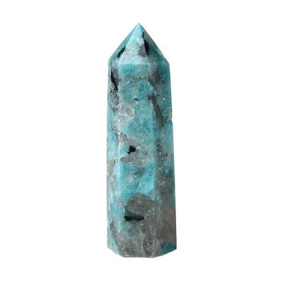 1PC Natural Amazonite Smoky Quartz Symbiotic Crystal Healing Stone Obelisk Ornament for Home Decor Energy Stone(70-80mm)