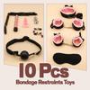 Bed Restraints for Hand Leg Cuffs Ankle Wrist Sex Resistance Bed Strap Fuzzy Handcuff Set Sex Furniture Adults Bedroom Restraint Ropes & Lanyards Adult Play for Bed Queen Mattress Sweater view 2