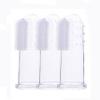 Baby Finger Toothbrush, 3 Pcs Clear Soft Silicone Finger Toothbrush with Storage Case, Oral Massage Teething Toothbrush for Tooth Cleaning and Care view 1