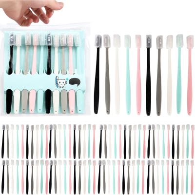 100 Pcs Disposable Toothbrushes Individually Wrapped,Soft Bristle Family Pack Toothbrush Small Head with individual lids,Travel Disposable Toothbrush Set for Guest,Camping,Hotel,Donation,5 Colors