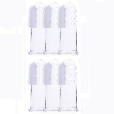 Baby Finger Toothbrush, 6 Pcs Clear Soft Silicone Finger Toothbrush with Storage Case, Oral Massage Teething Toothbrush for Tooth Cleaning and Care