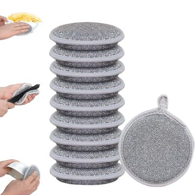 10 Pcs Wire Dishwashing Rags, Can Be Reused Wire Dish Washing Rags, Portable Non Scratch Wire Dishcloth, Suitable for Kitchen Washing Dishes Washing Pots, Cleaning Sinks (Silver)