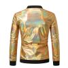 Duohropke Sequin Jacket Men's Varsity Jacket Party Disco Shiny Sparkly Glitter Bomber Jacket Light Shiny Clubwear Metallic Nightclub Jacket, gold, M view 2