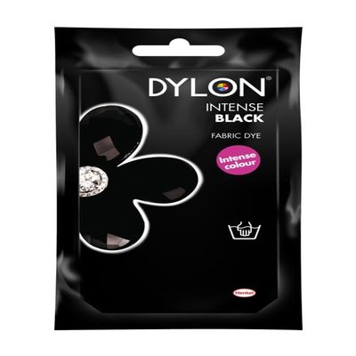 Fabric Dye Clothes Hand Wash Dye 50g Sachet Soft Furnishings and Projects Textile Permanent Color Intense Black, Navy, Grey (Intense Black, 50 Gram)