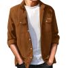 Duohropke Men's Shirt Corduroy Long Sleeve Casual Shirt with Flap Pocket Men's Jacket Button Up Shirt Jacket Regular Fit Men's Shirt, brown, L view 1