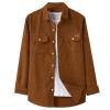 Duohropke Men's Shirt Corduroy Long Sleeve Casual Shirt with Flap Pocket Men's Jacket Button Up Shirt Jacket Regular Fit Men's Shirt, brown, L view 2
